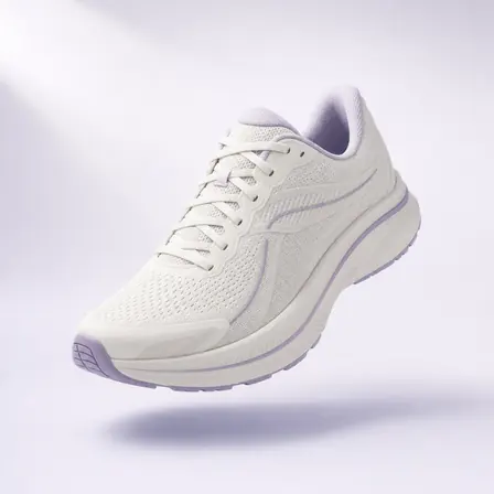 Campaign creative: a bone-white performance running shoe.